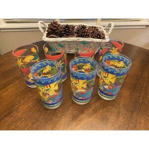 Nautical theme fish water drinkware blue set of 7 hard plastic Precisioncraft